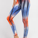  Blue & Orange Tie Dye Leggings