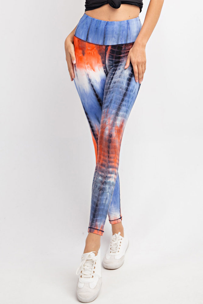 Blue & Orange Tie Dye Leggings