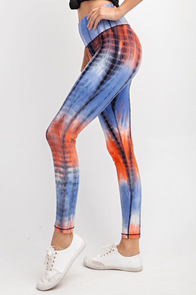 Blue & Orange Tie Dye Leggings