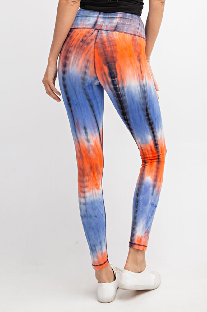 Blue & Orange Tie Dye Leggings