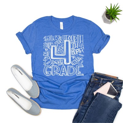 4th Grade Shirt, Small, Heather Royal Blue, Sample Sale