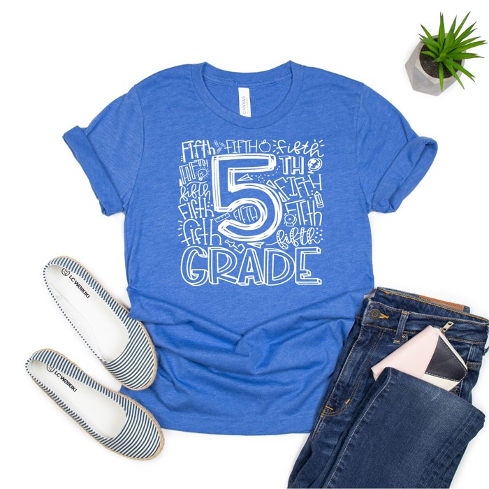 5th Grade, Large, Heather Royal, Sample Sale