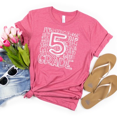 5th Grade, Large, Heather Raspberry, Sample Sale