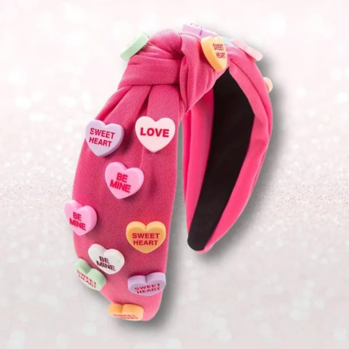 Valentines Conversation Heart Topknot Headbands- 3 Colors