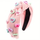 Light Pink Valentines Conversation Heart Topknot Headbands- 3 Colors