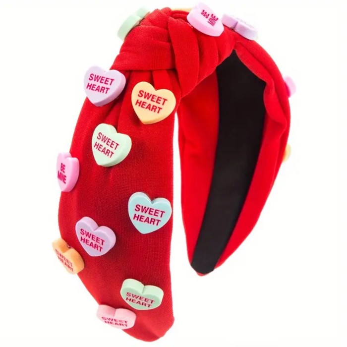 Valentines Conversation Heart Topknot Headbands- 3 Colors