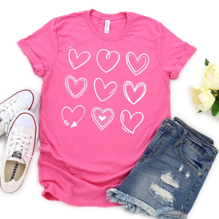  Valentines Heart Doodles Tees | Adult Small to 2XL