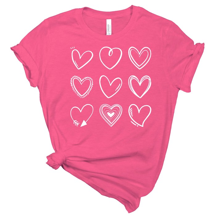  Valentines Heart Doodles Tees | Adult Small to 2XL