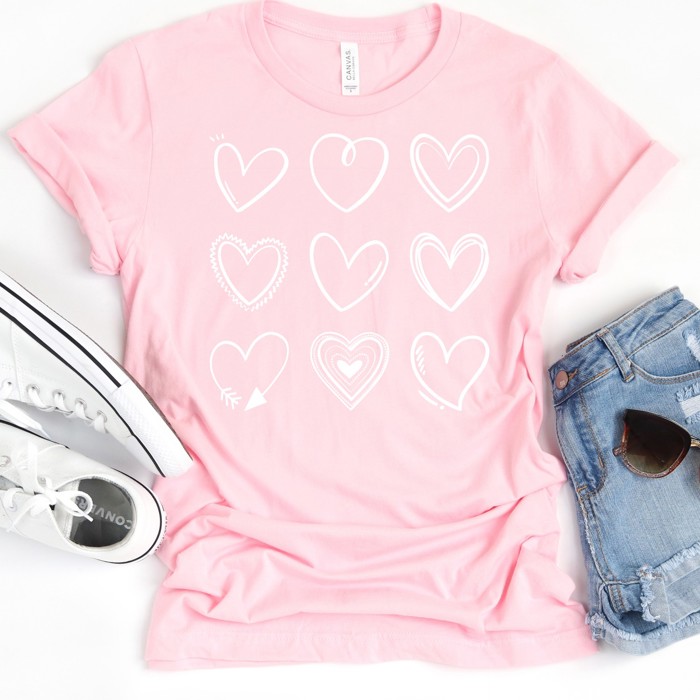  Valentines Heart Doodles Tees | Adult Small to 2XL