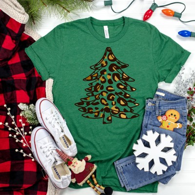 Leopard Christmas Tree Tee, Small- 2XL