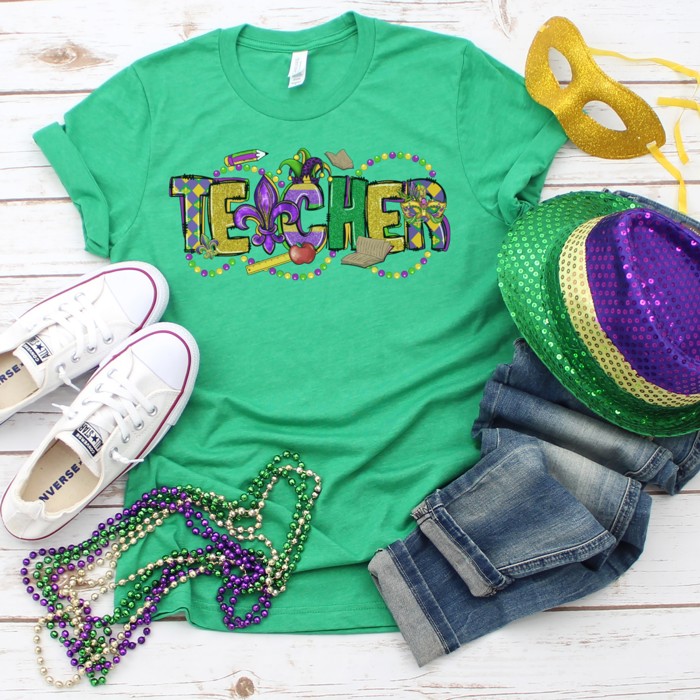 Mardi Gras Teacher Tee | Small to 2XL