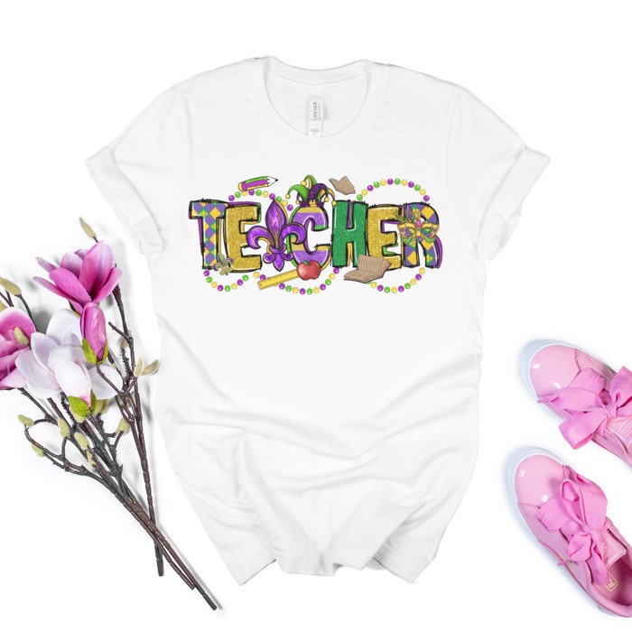 Mardi Gras Teacher Tee | Small to 2XL