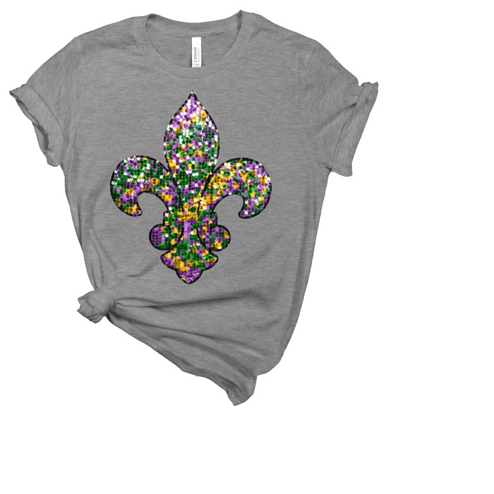 Faux Sequin Fleur de Lis Tee | Adult Small to 2XL