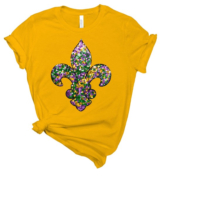 Faux Sequin Fleur de Lis Tee | Adult Small to 2XL