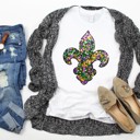  Faux Sequin Fleur de Lis Tee | Adult Small to 2XL