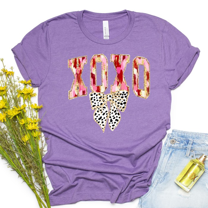 Valentines XOXO with Bow Tee |Adult Small to 2XL