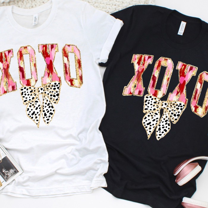 Valentines XOXO with Bow Tee |Adult Small to 2XL