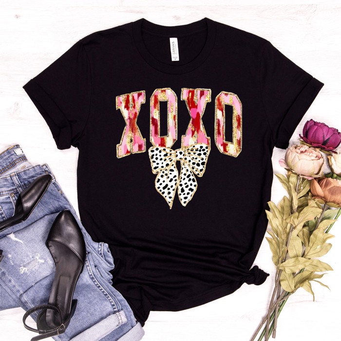 Valentines XOXO with Bow Tee |Adult Small to 2XL