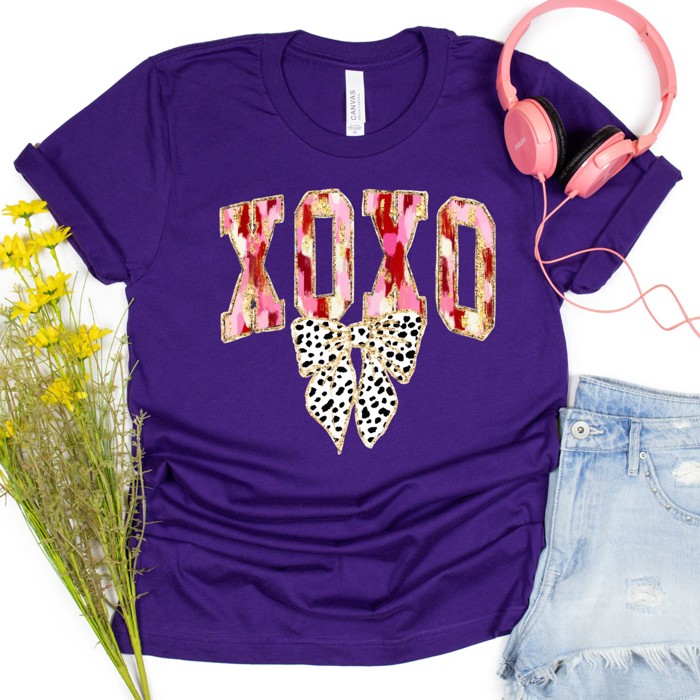 Valentines XOXO with Bow Tee |Adult Small to 2XL