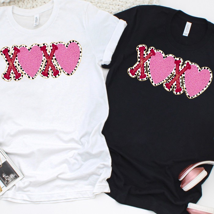 Valentines XOXO with Hearts Tee | Adult Small to 2XL