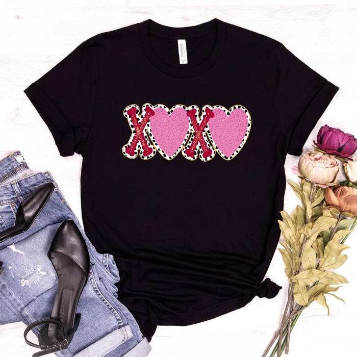 Valentines XOXO with Hearts Tee | Adult Small to 2XL