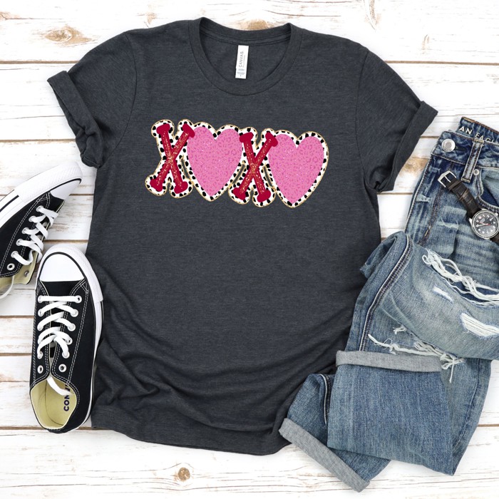 Valentines XOXO with Hearts Tee | Adult Small to 2XL