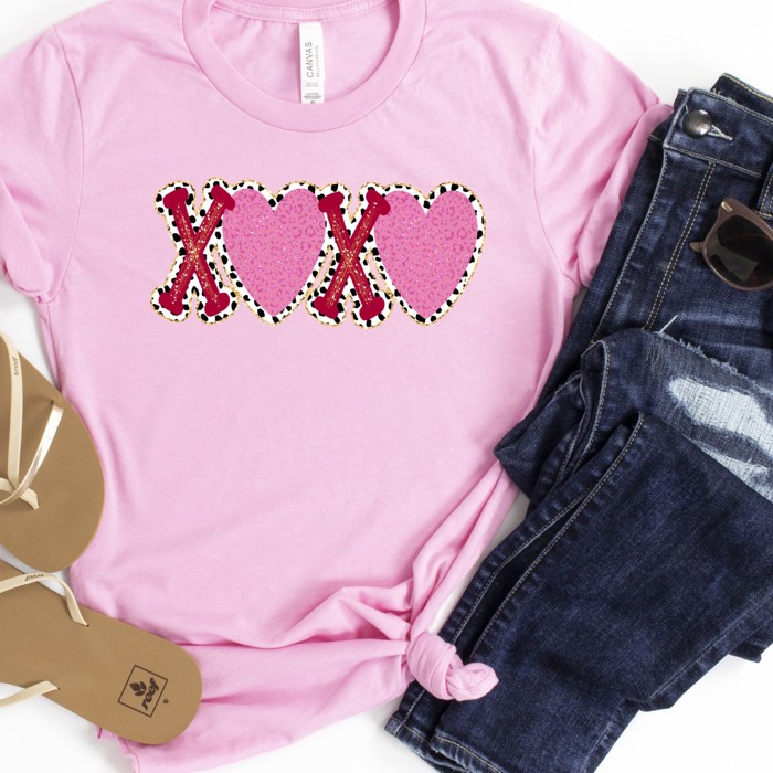 Valentines XOXO with Hearts Tee | Adult Small to 2XL