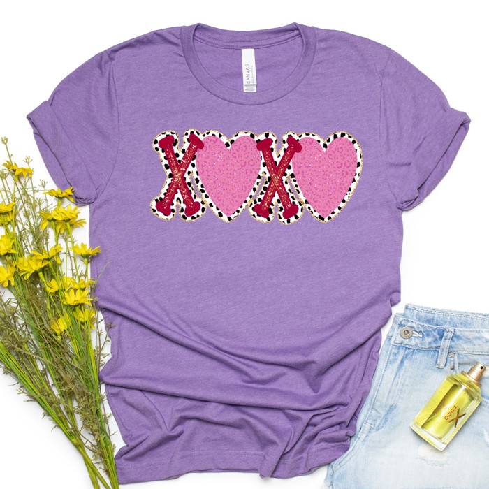 Valentines XOXO with Hearts Tee | Adult Small to 2XL