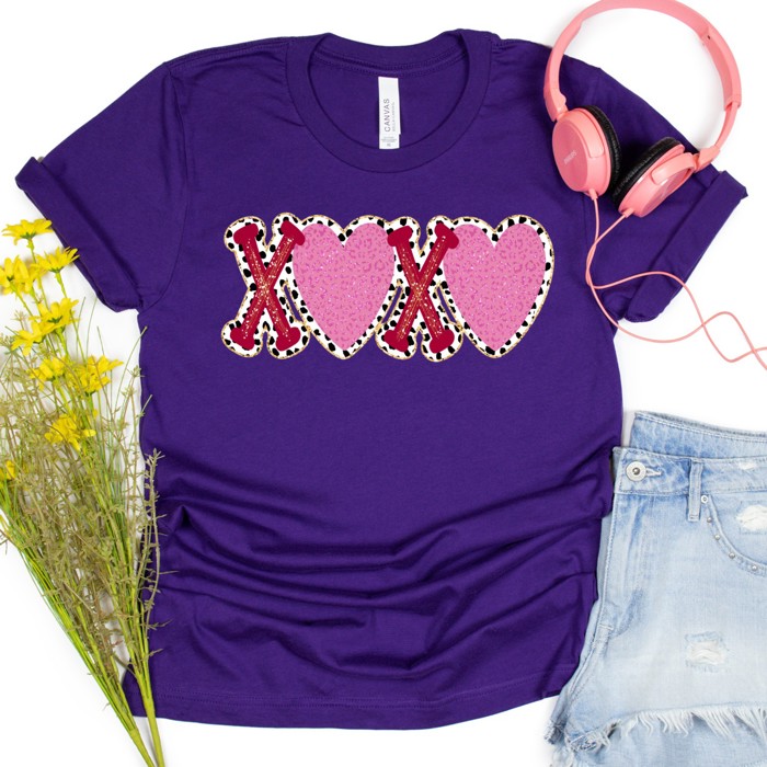 Valentines XOXO with Hearts Tee | Adult Small to 2XL