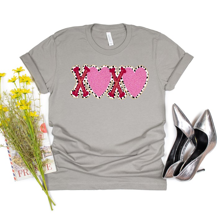 Valentines XOXO with Hearts Tee | Adult Small to 2XL