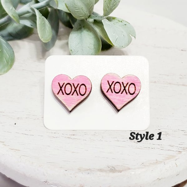 Hand Painted XOXO Wood Studs