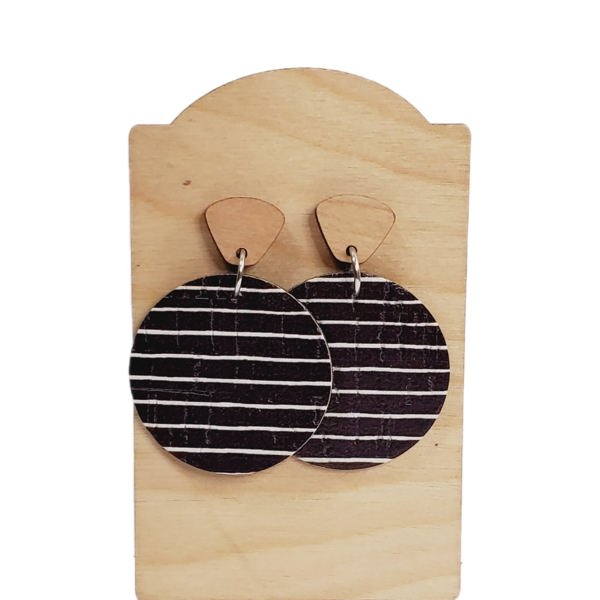 Black and White Stripe Drop Earrings