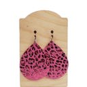  Leather Pink Metallic Leopard Earrings