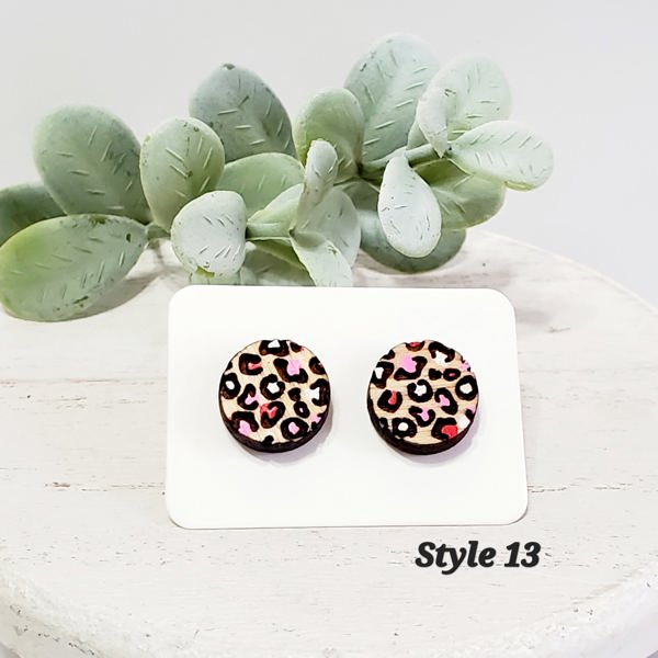 Hand Painted Cheetah Wood Studs