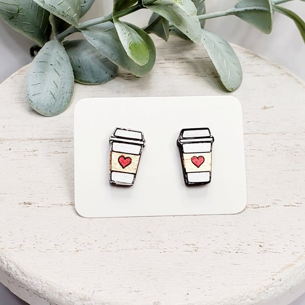 Hand Painted Wood Coffee Studs