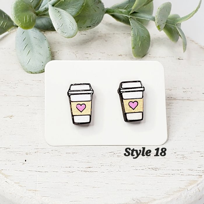 Hand Painted Wood Coffee Studs