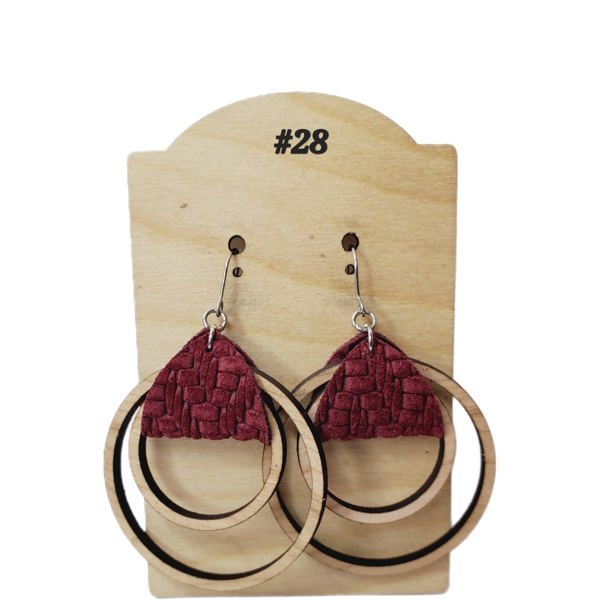 Stacked Wood Hoops and Leather Earrings