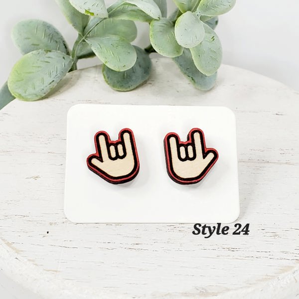 Hand Painted Wood ASL Studs