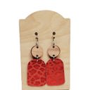  Leather Red Leopard Metallic Dangles