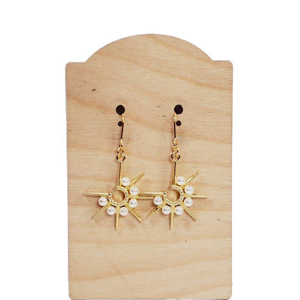 Pearl and Gold Spike Earrings