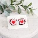  Hand Painted Heart Mug Wood Studs