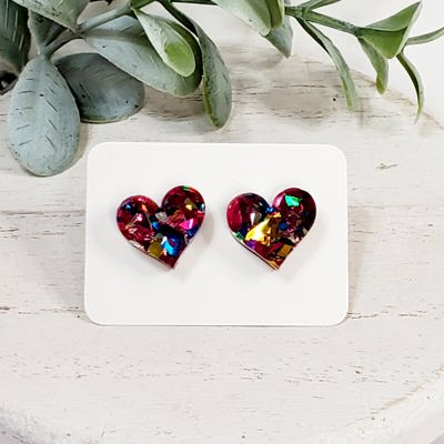 Acrylic Heart Multi Glitter Studs