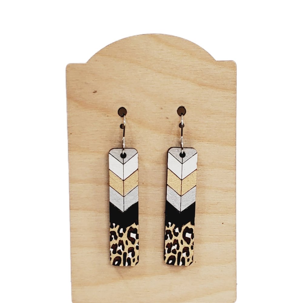 Hand Painted Chevron Leopard Earrings