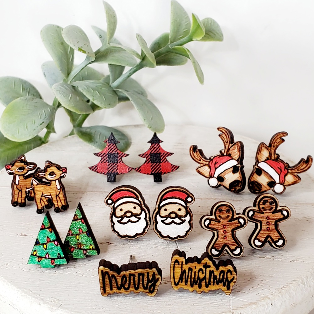 Christmas Wood Studs Collection | 22 Styles