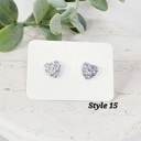  8MM Green and Silver Heart Druzy Studs | 2-Pack