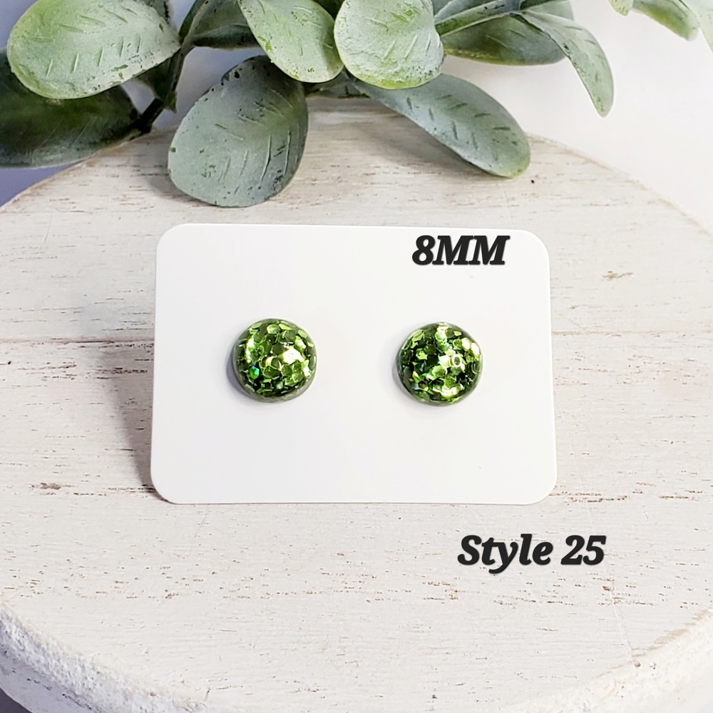 8MM Green and Teal Studs | 2-Pack