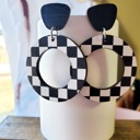  Stud Checker Hoop Earrings