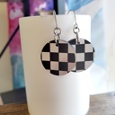  Checker Wood Printed Earrings