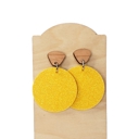 Yellow Glitter  Leather Glitter Drop Earrings 