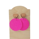 Hot Pink Glitter Leather Glitter Drop Earrings 